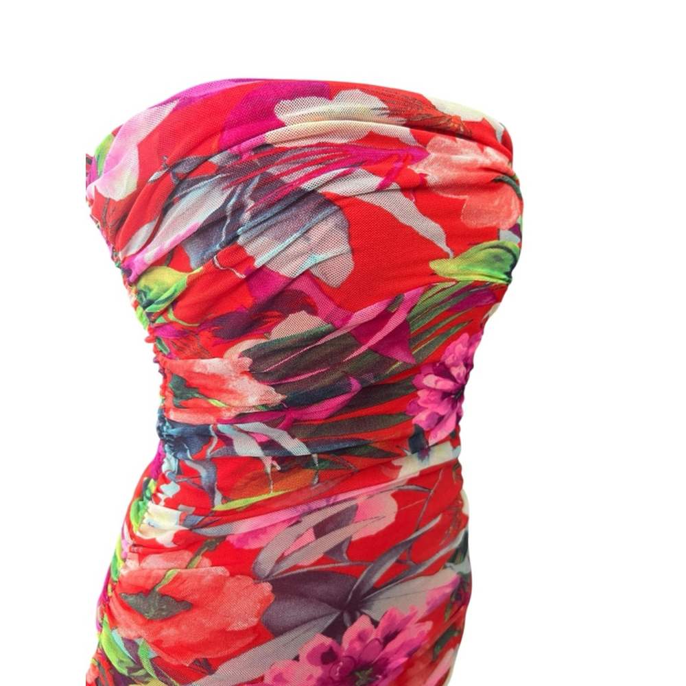 EXPRESS Floral Strapless Bodycon Dress Size 4 - Picture 3 of 7